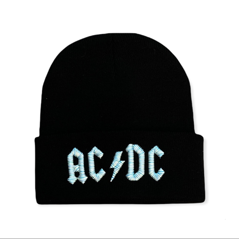 ACDC 3 tone thread 1mm 3D puff embroidered beanie adult unisex